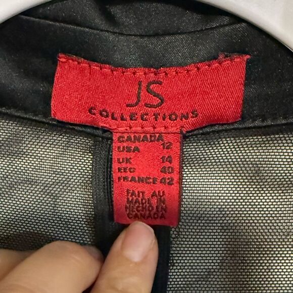 NEW JS Collections Black Fit & Flare Long Sleeve Gown Size 12 - Picture 2 of 8